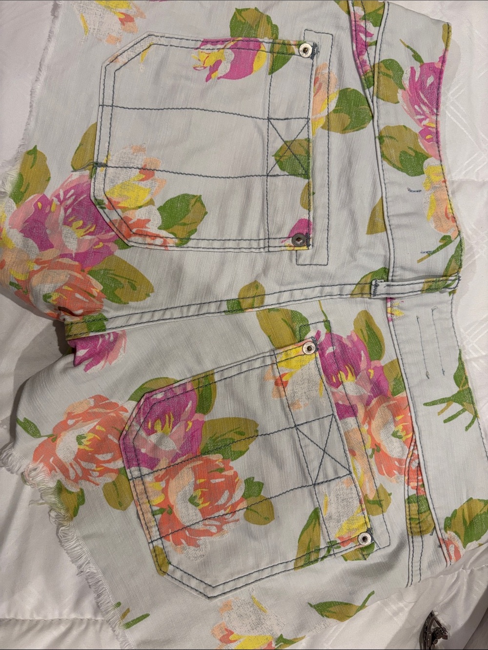 Pilcro Floral Print Women's Denim Shorts - Pink & baby blue - Picture 3 of 3